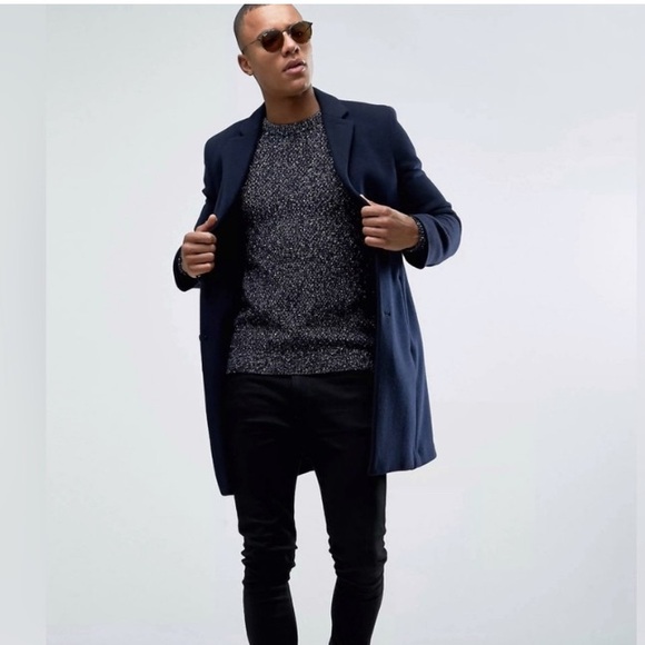 REISS Navy Speckled Crewneck Sweater - Picture 5 of 6